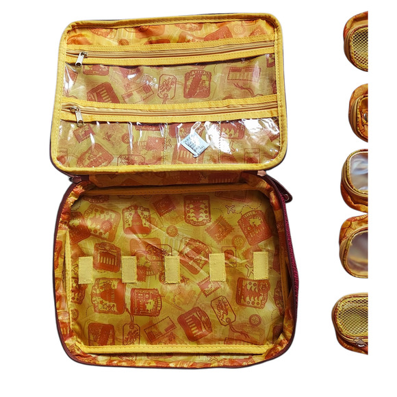 NEW Samantha Brown Croc Trim Burgundy Cosmetics Makeup Jewelry Travel System Bag - Picture 5 of 8